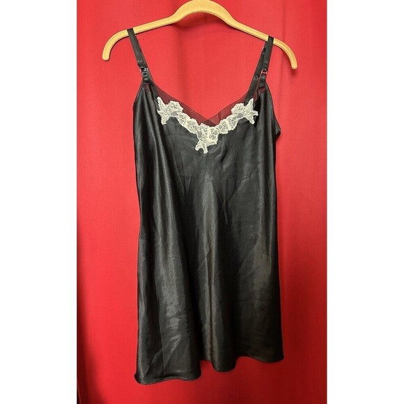Vintage Y2K Victoria’s Secret Satin Babydoll Lace Chemise Slip Dress Size M - Picture 1 of 7
